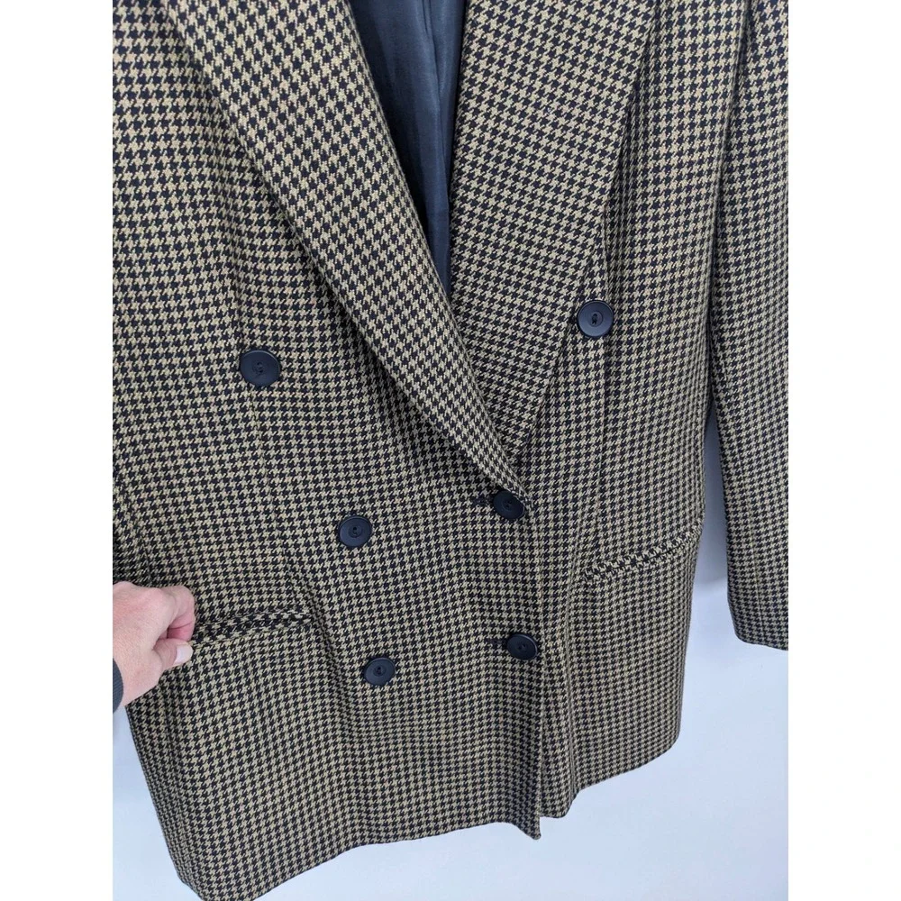 Vintage Pendleton Wool Blend Blazer Women 12 Classic Houndstooth Academia Office